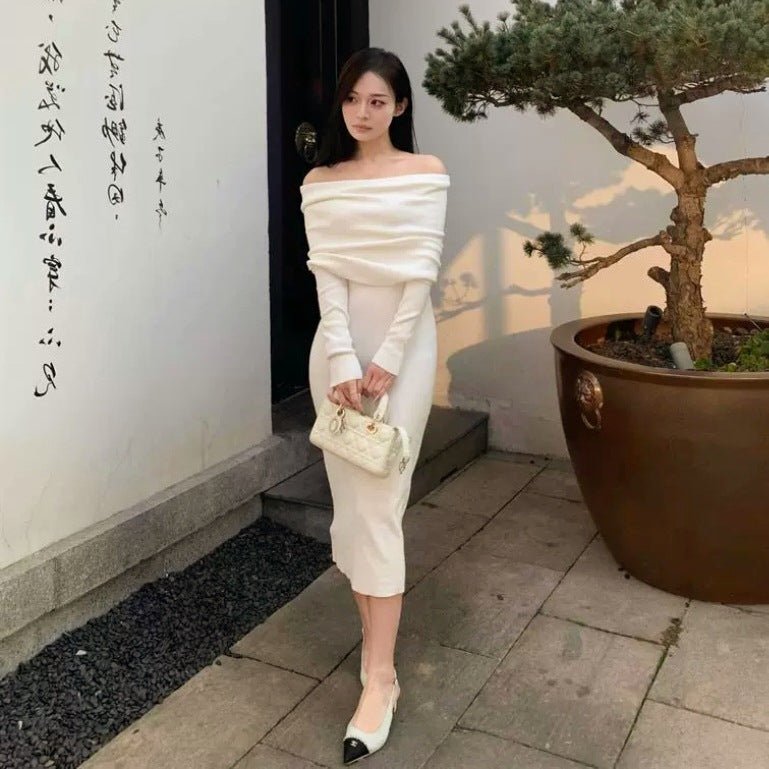 Slim One-Shoulder Pullover Dress