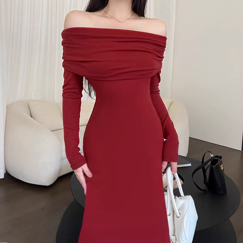 Slim One-Shoulder Pullover Dress