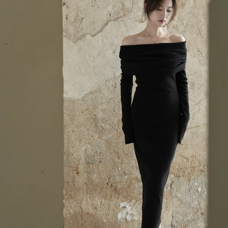 Slim One-Shoulder Pullover Dress