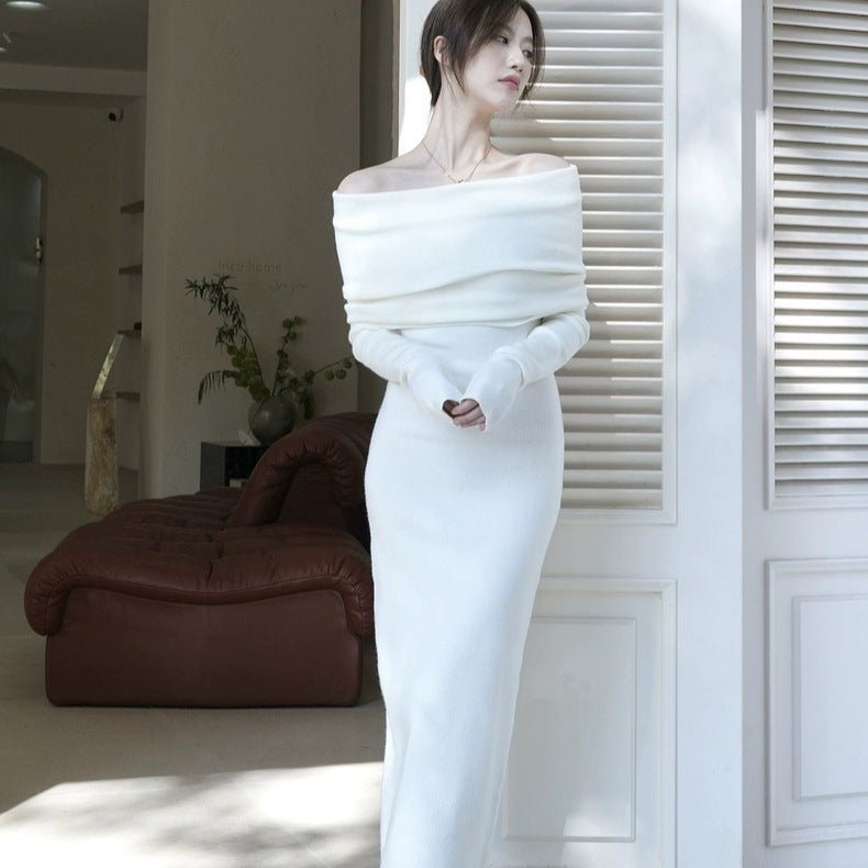 Slim One-Shoulder Pullover Dress