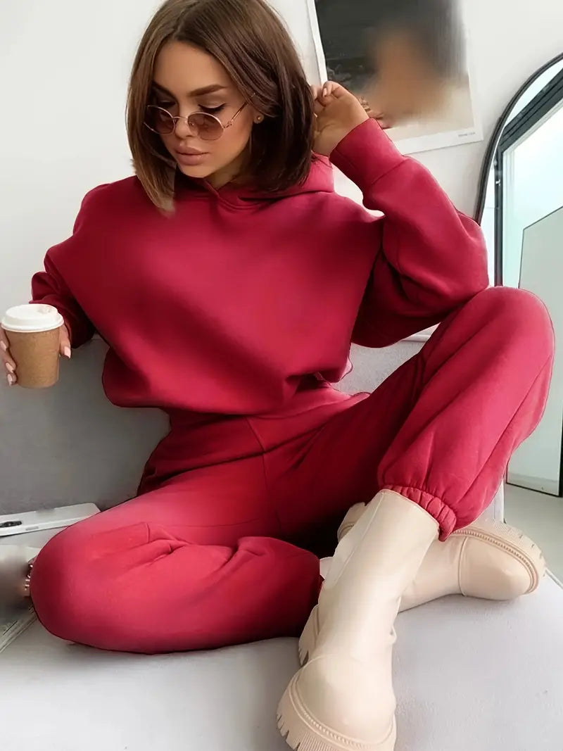 Women's Autumn/Winter New Solid Color Hoodie Set