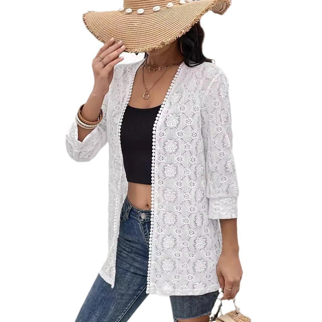 Elegant Lace Spliced Cardigan