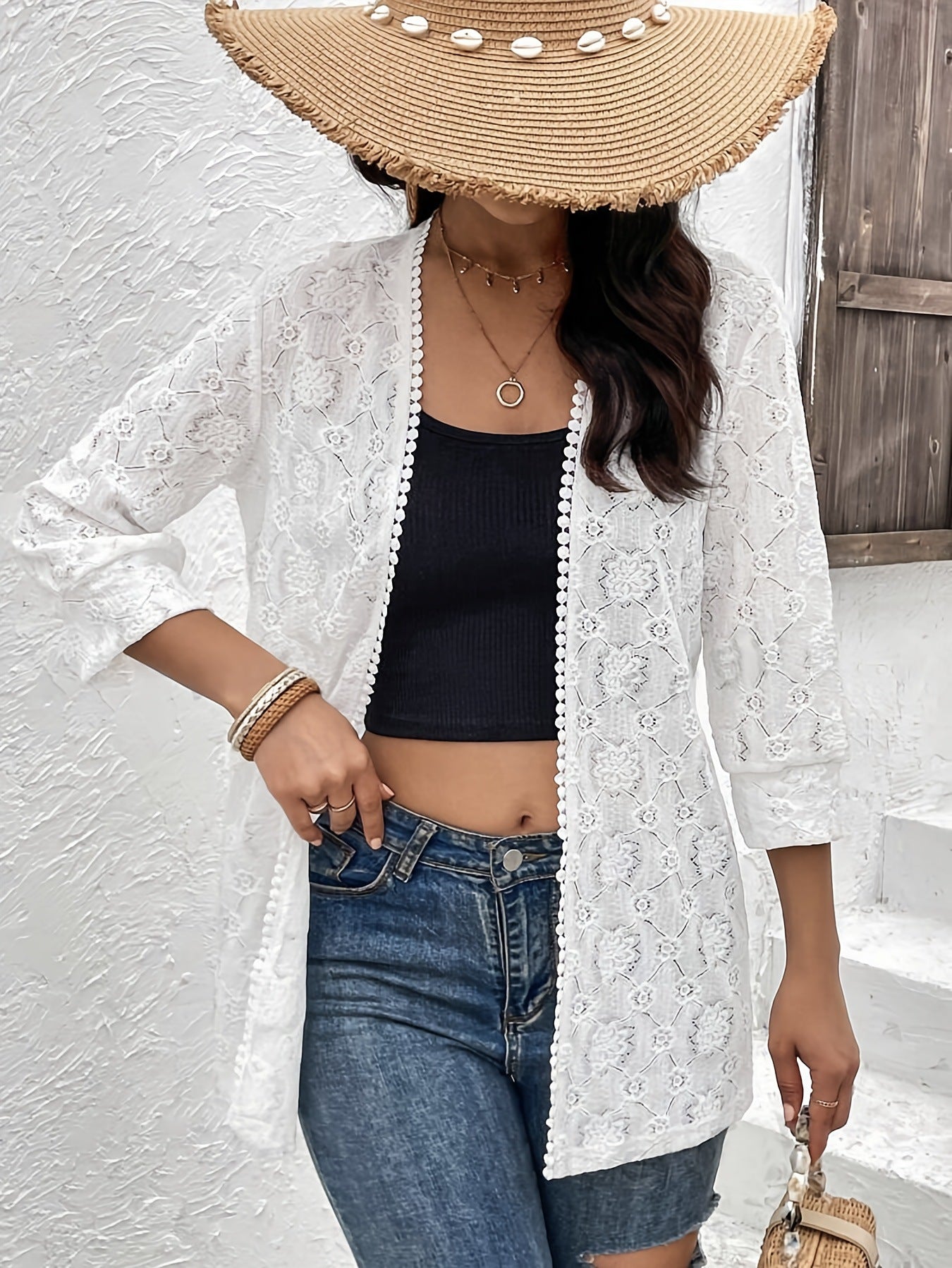 Elegant Lace Spliced Cardigan