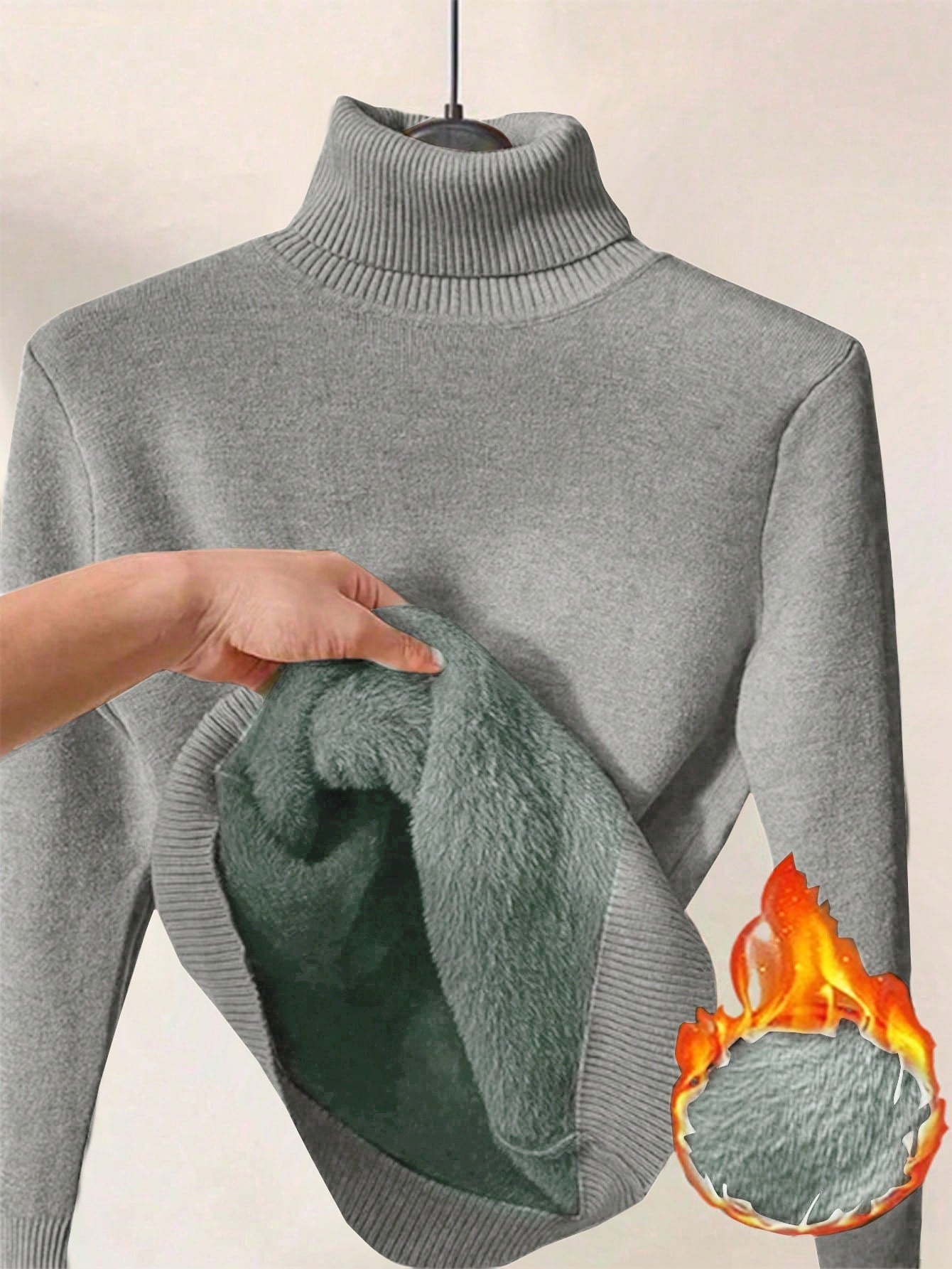 Thick Fluffy Slim High Neck Sweater