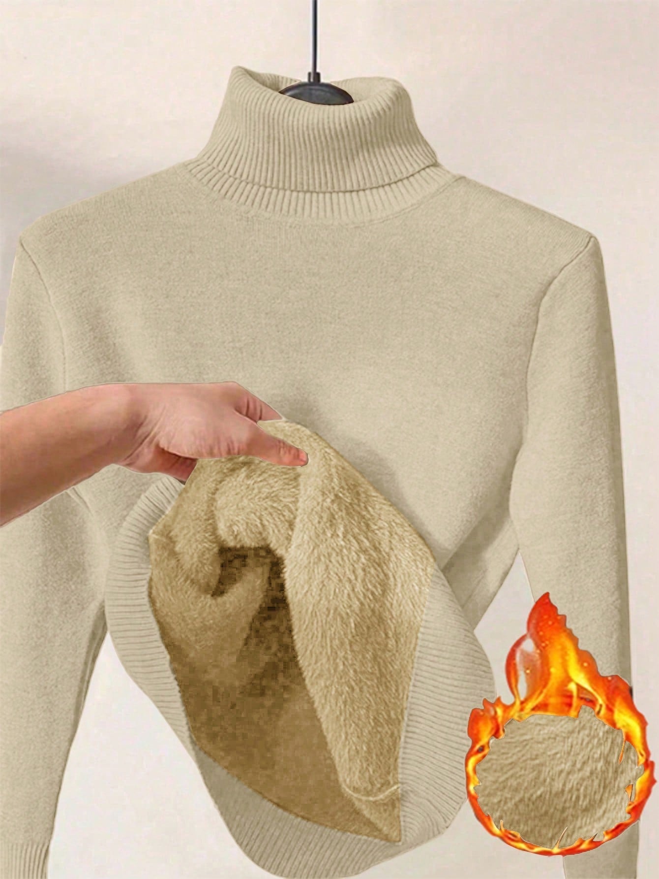 Thick Fluffy Slim High Neck Sweater