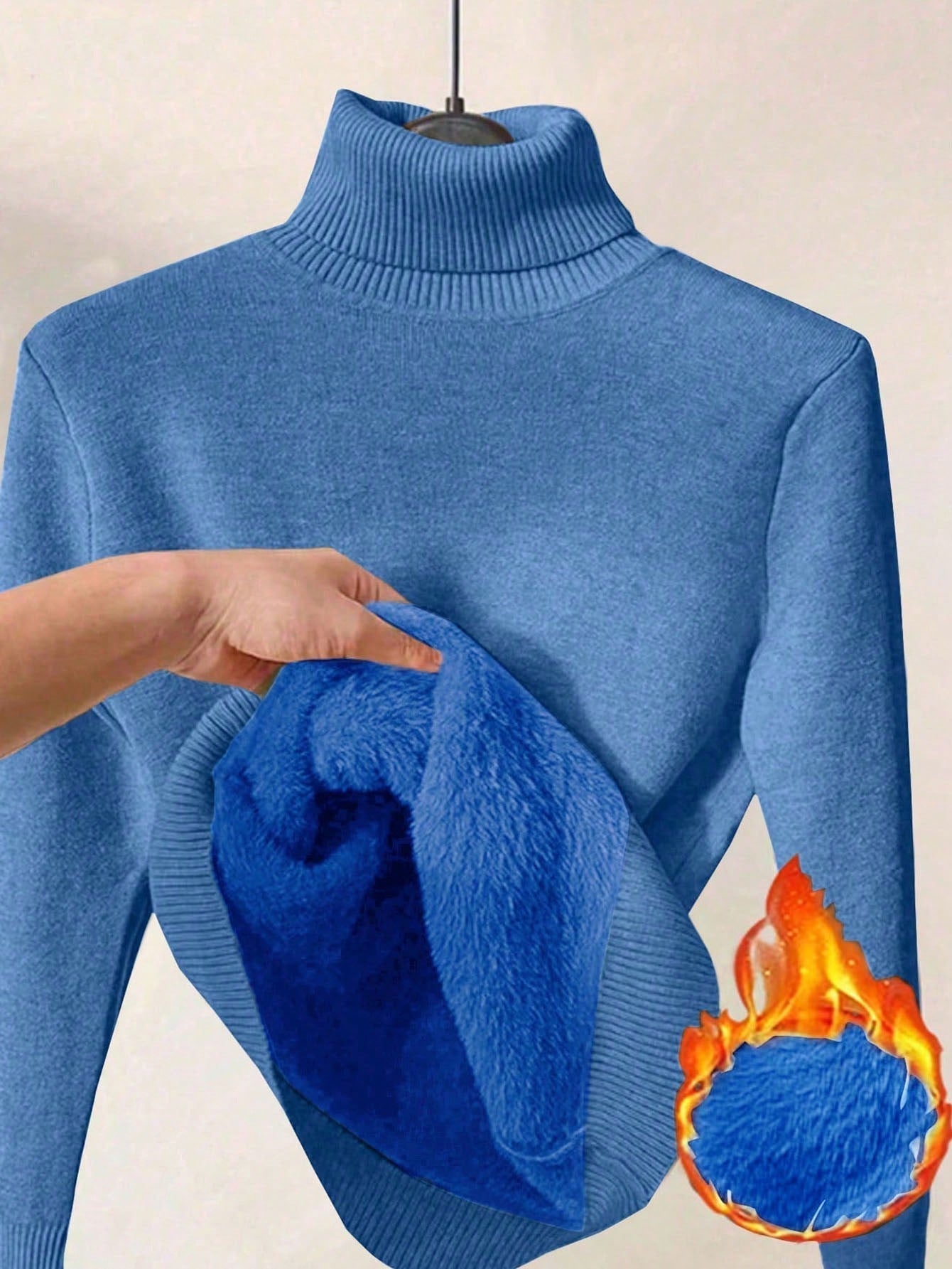 Thick Fluffy Slim High Neck Sweater