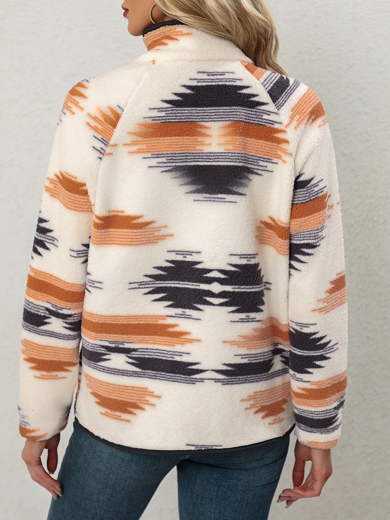 Women's Tribal Aztec Print Button-Front Jacket - Non-Bulky Winter Coat