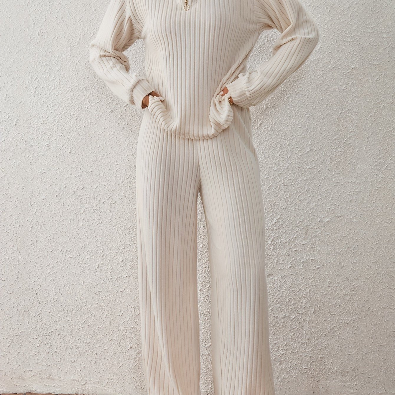 Spring and Autumn Long Sleeve Half-Zip Top and Pants