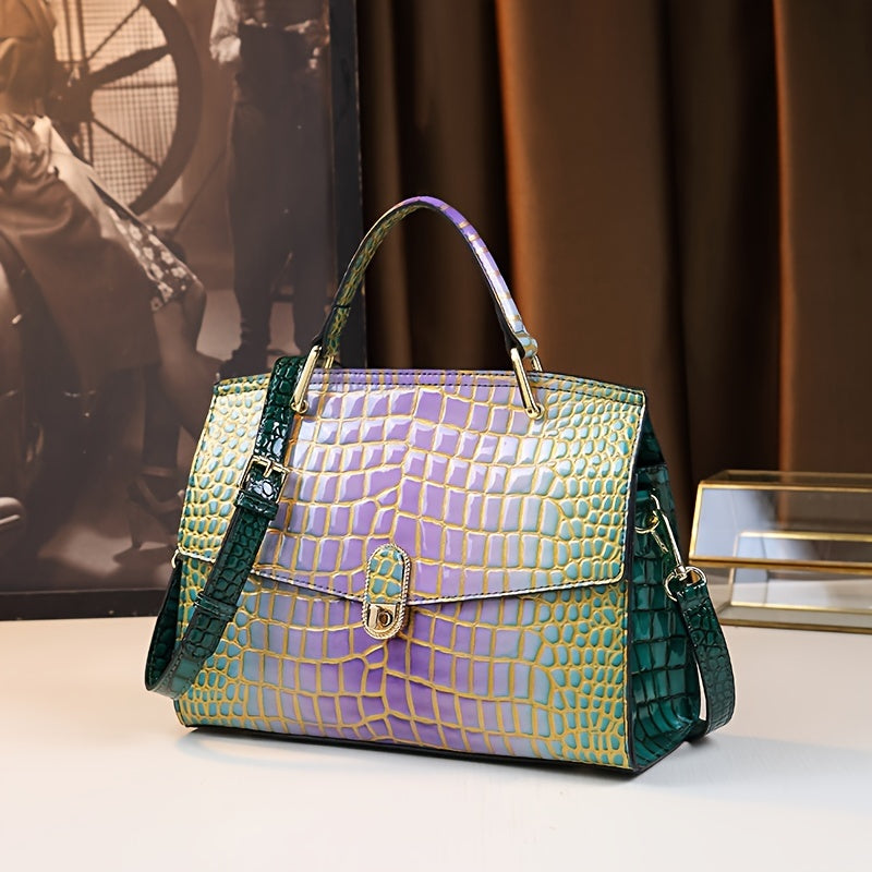 Fashion Yellow Crocodile Pattern Commuter Tote