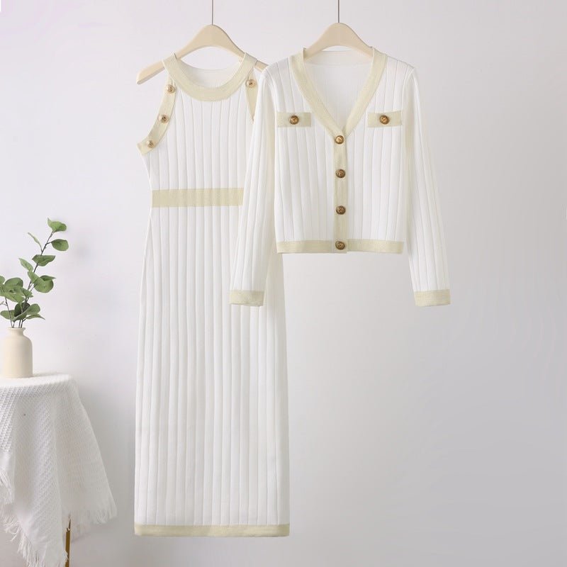 French Sweater Dress & Ribbed Jacket Set