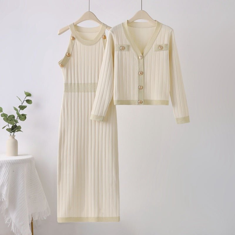 French Sweater Dress & Ribbed Jacket Set