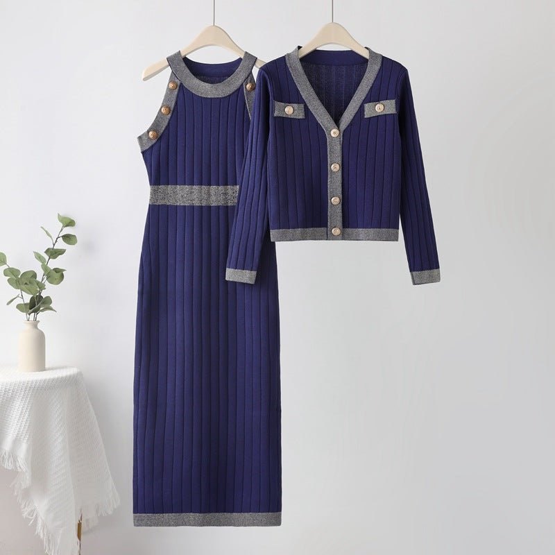 French Sweater Dress & Ribbed Jacket Set