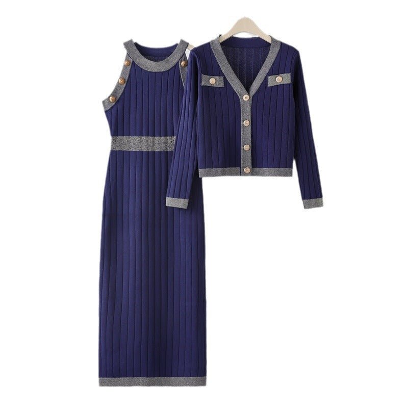 French Sweater Dress & Ribbed Jacket Set