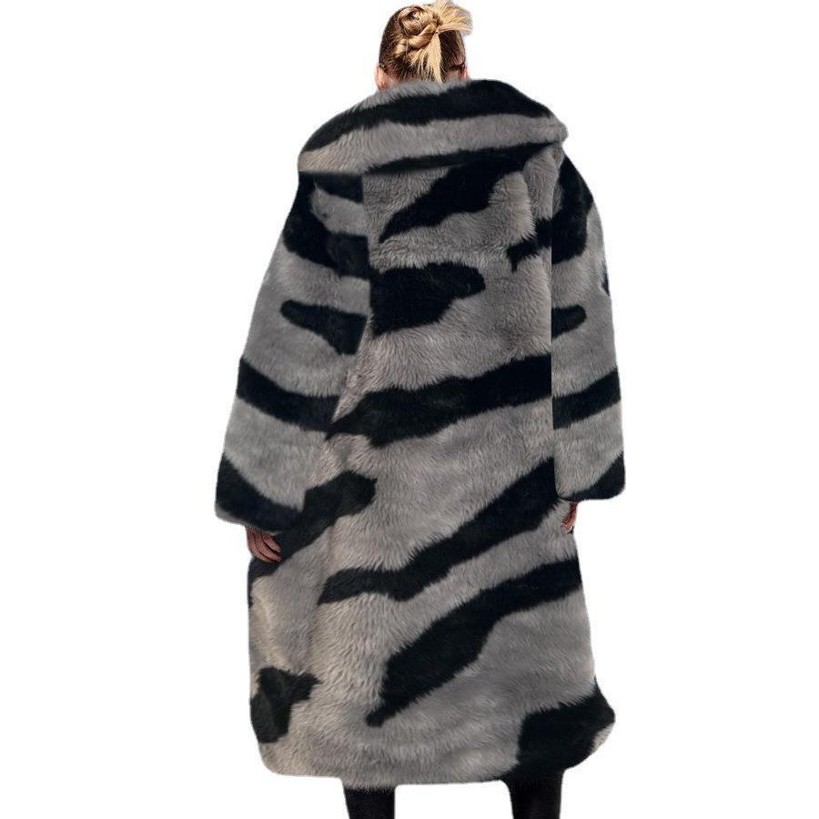Tiger Pattern Fur Coat