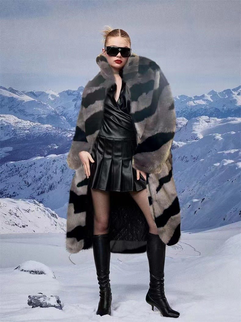 Tiger Pattern Fur Coat