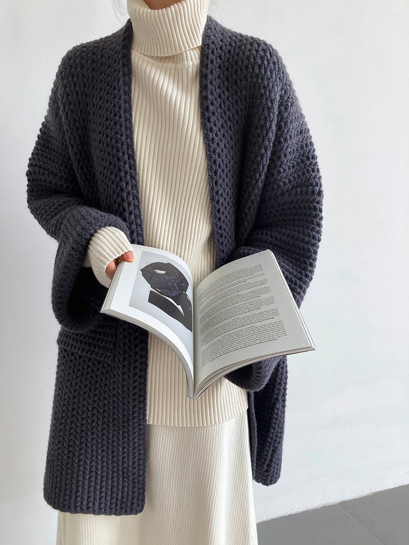 Loose Cotton Blend Pocket Cardigan