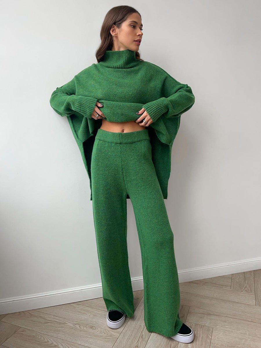 Thick High-Neck Lazy Wide Trousers Set