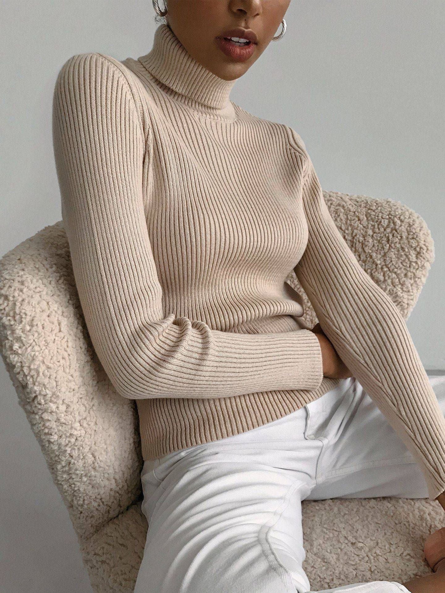 High-Neck Knit Pullover
