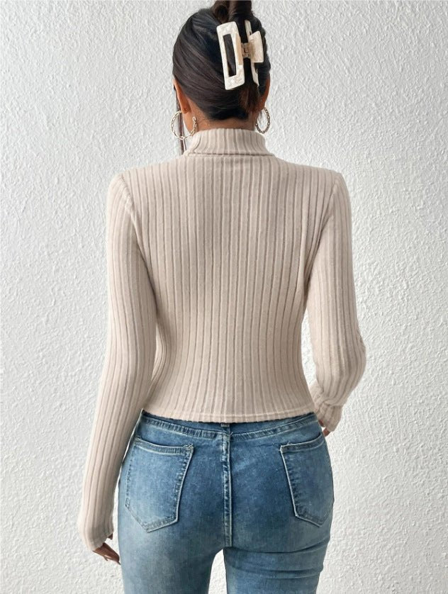 Women’s Hollow Slim-Fit Turtleneck Hoodie