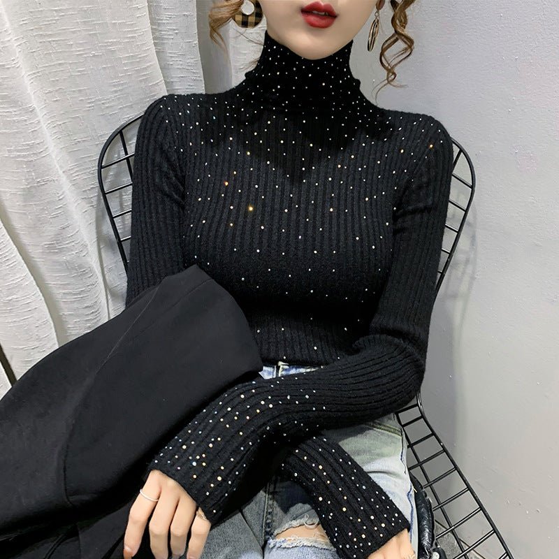 Thick Sequined High-Collar Pullover
