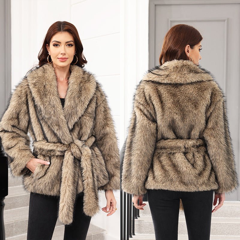 Belted Plush Long Coat