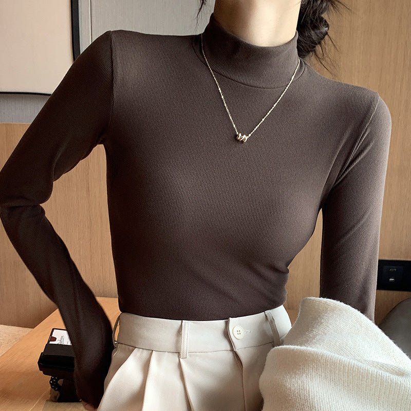 Semi-Turtleneck Bottoming Knit Top