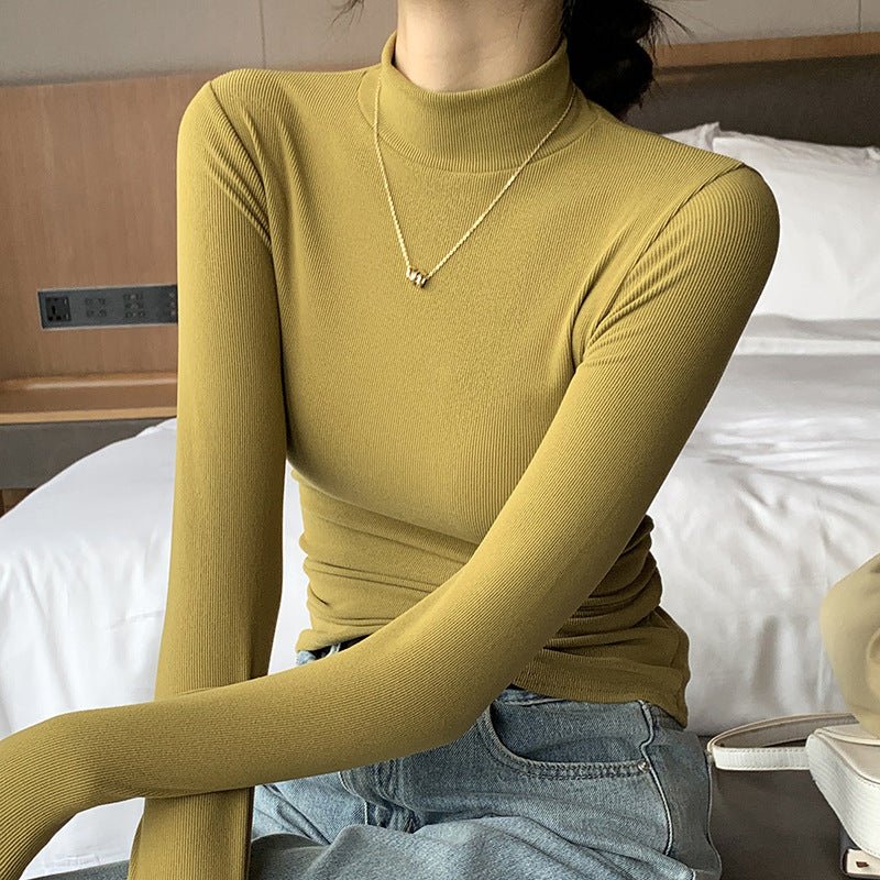 Semi-Turtleneck Bottoming Knit Top