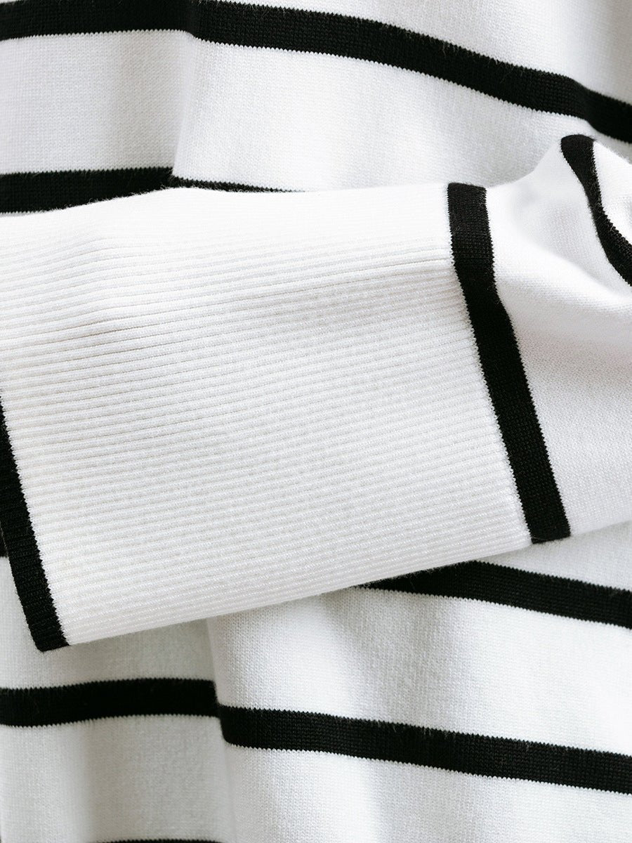 Contrast Striped Turtleneck Pullover