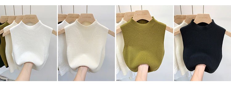 Semi-Turtleneck Knit Vest Camisole
