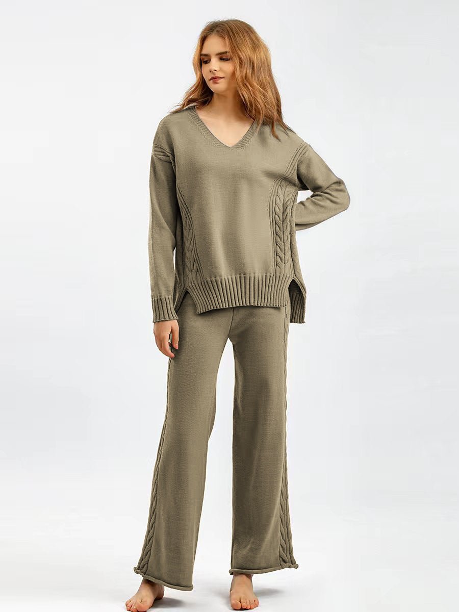 Knit Sweater & Wide-Leg Pants Set