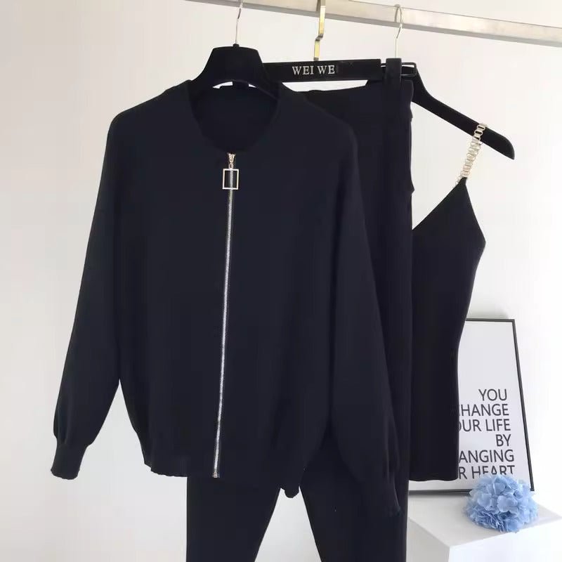 Korean Chain Cami, Jacket & Pants Set