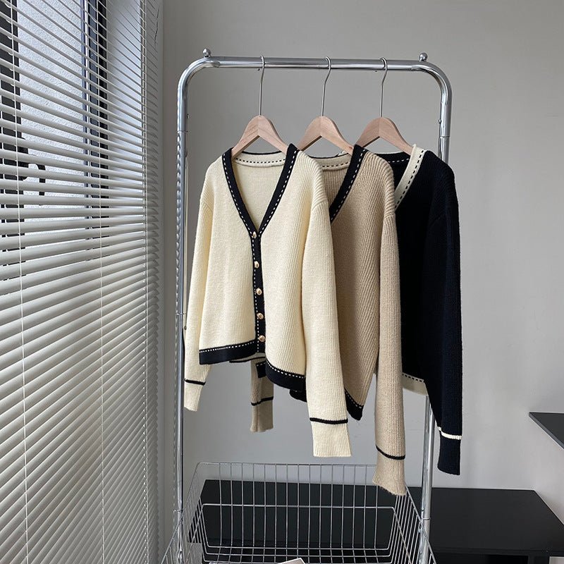 Japanese Style 2-Piece Set – Straight-Leg Pants & V-Neck Cardigan