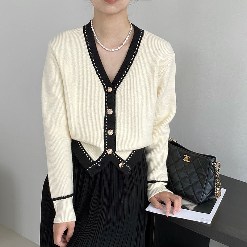 Japanese Style 2-Piece Set – Straight-Leg Pants & V-Neck Cardigan