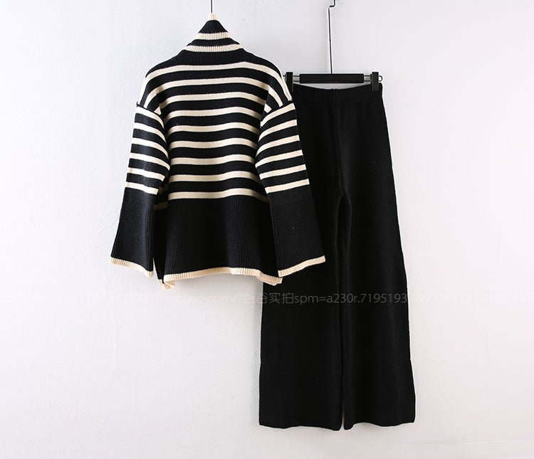 V-Neck Cardigan + Straight-Leg Trousers