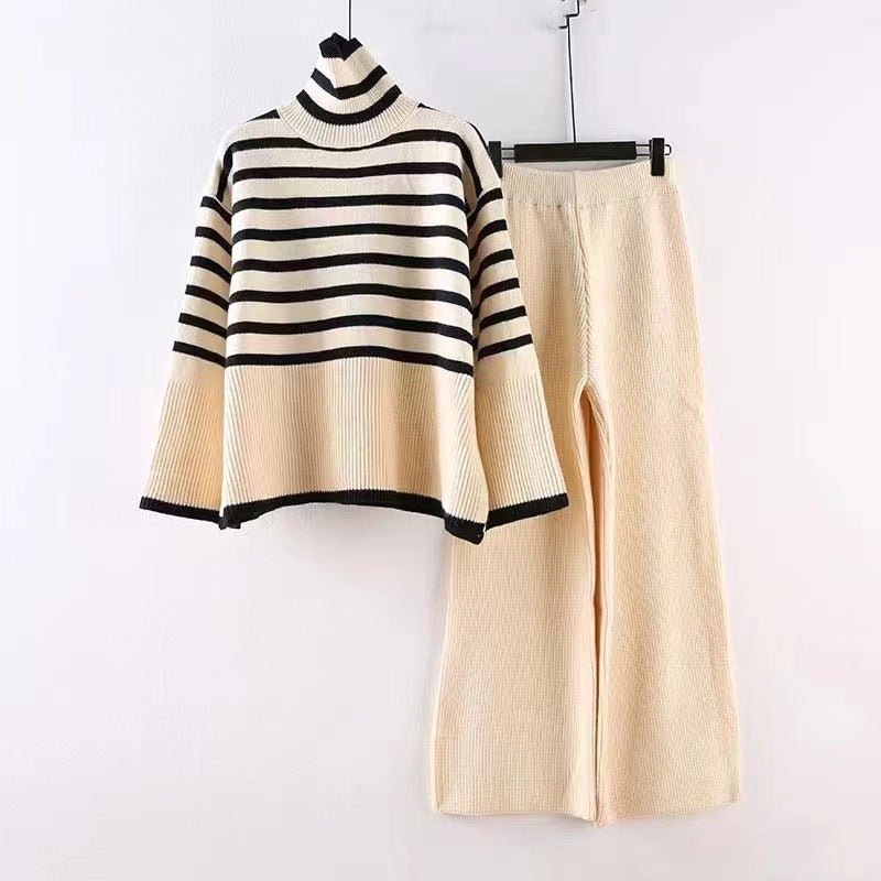 Striped Long Sleeve Casual Pants Set