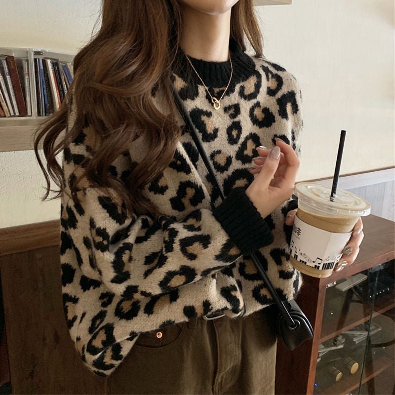 Loose Leopard Print Lazy Pullover