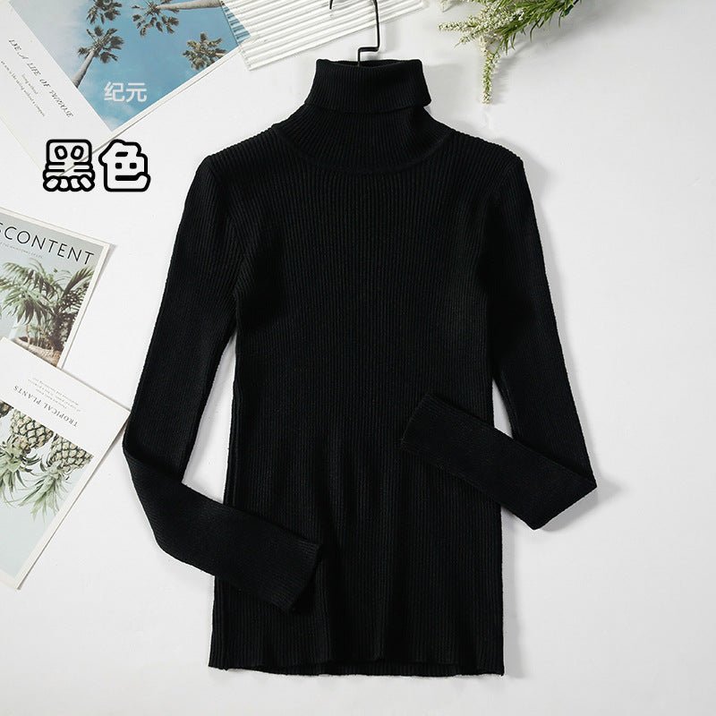 Solid High-Neck Korean Pullover