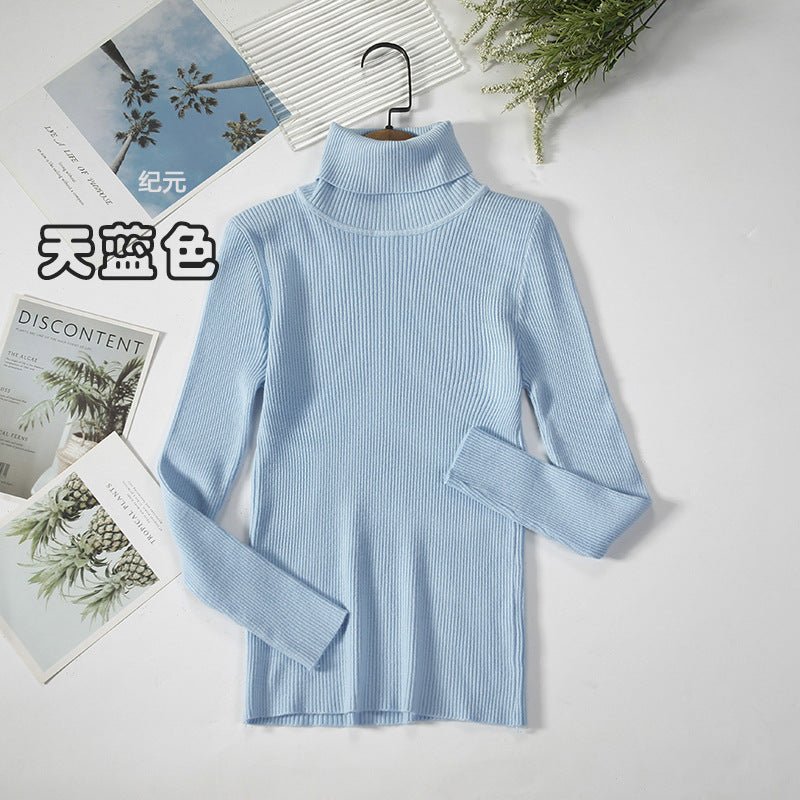 Solid High-Neck Korean Pullover