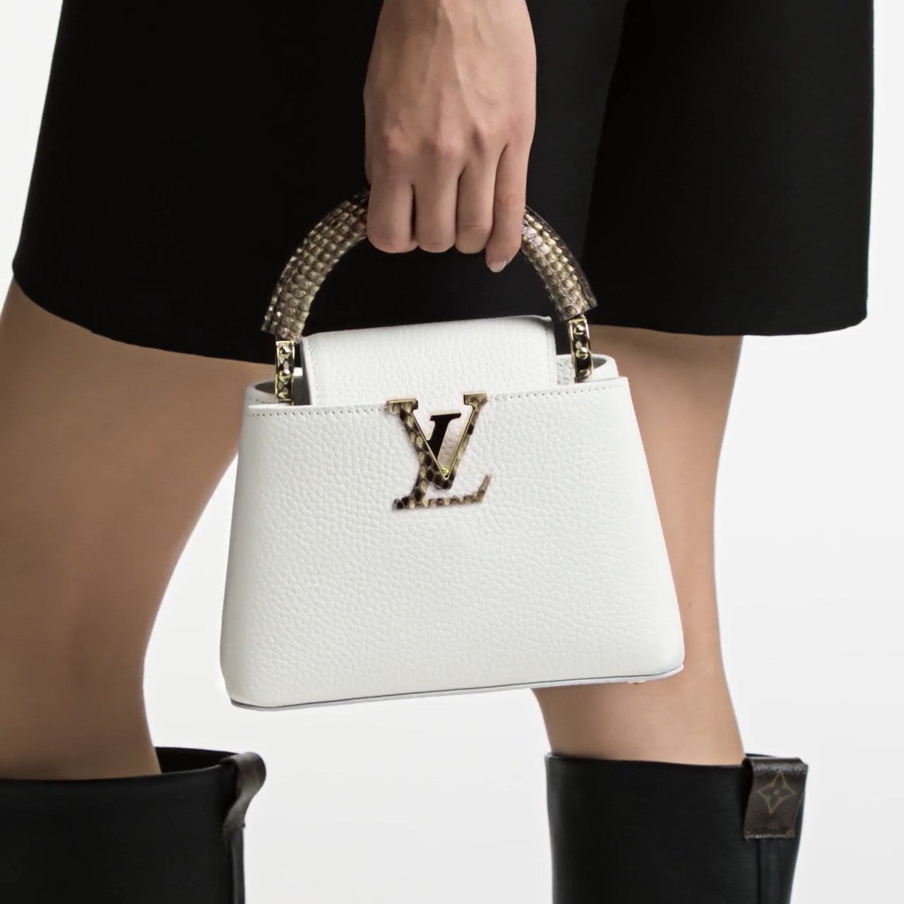 N98477 Capucines Mini Python Snow White
