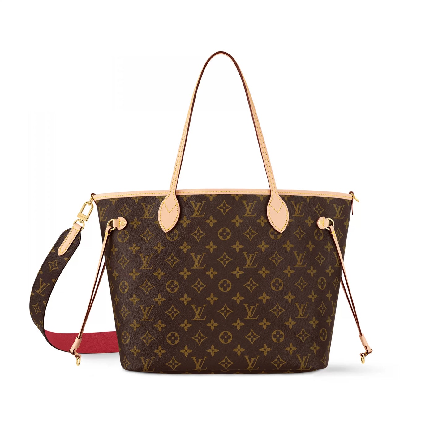 M12096 Neverfull Bandoulière Inside Out MM Monogram/Rouge Sari