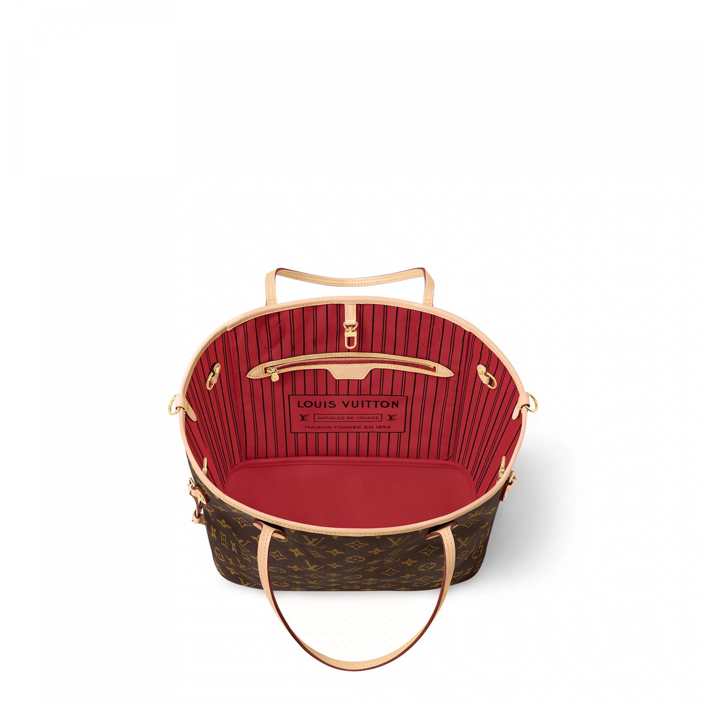 M12096 Neverfull Bandoulière Inside Out MM Monogram/Rouge Sari