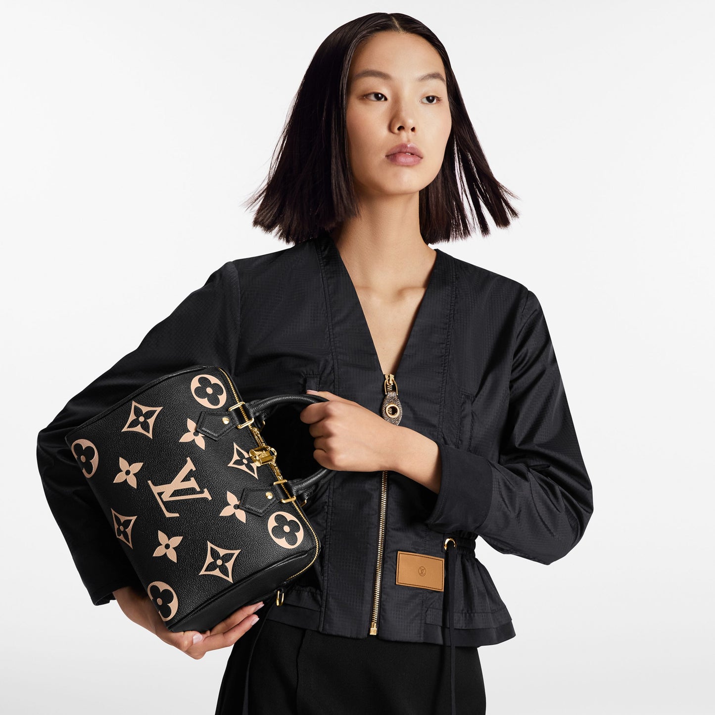 M58947 Speedy Bandoulière 25 Bicolor Monogram Empreinte Leather Black Beige