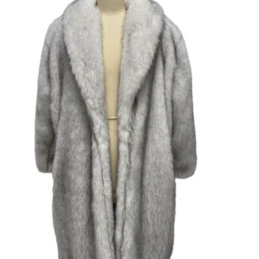 Wide-Collar Faux Fur Coat