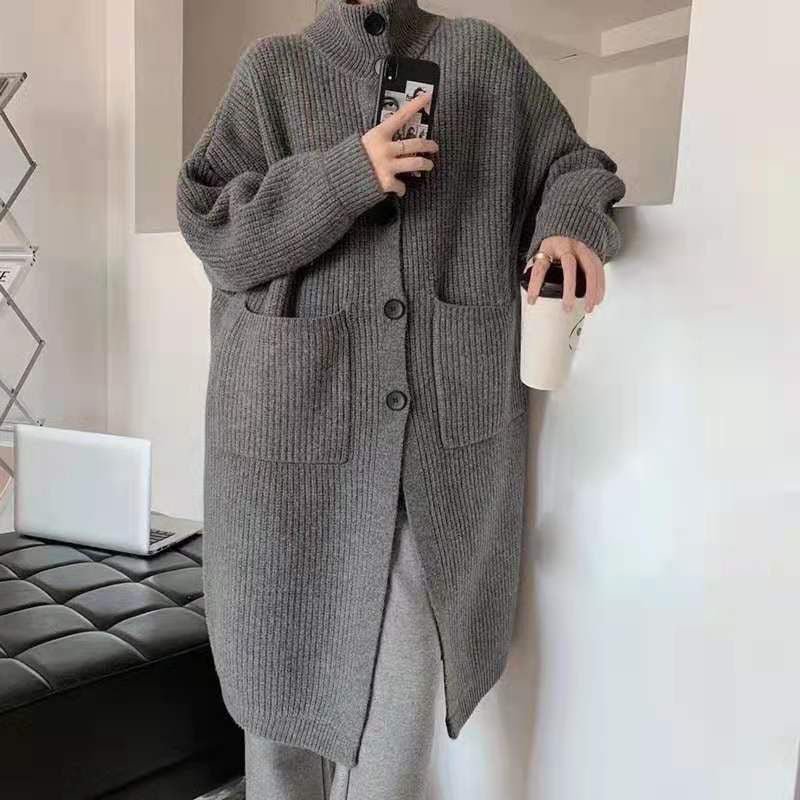 Thick Loose Stand Collar Cardigan