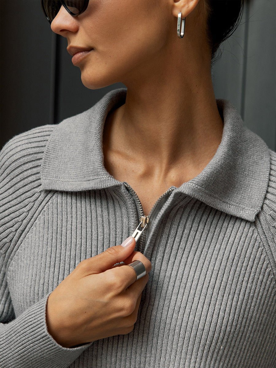 Casual POLO Collar Knit Pullover