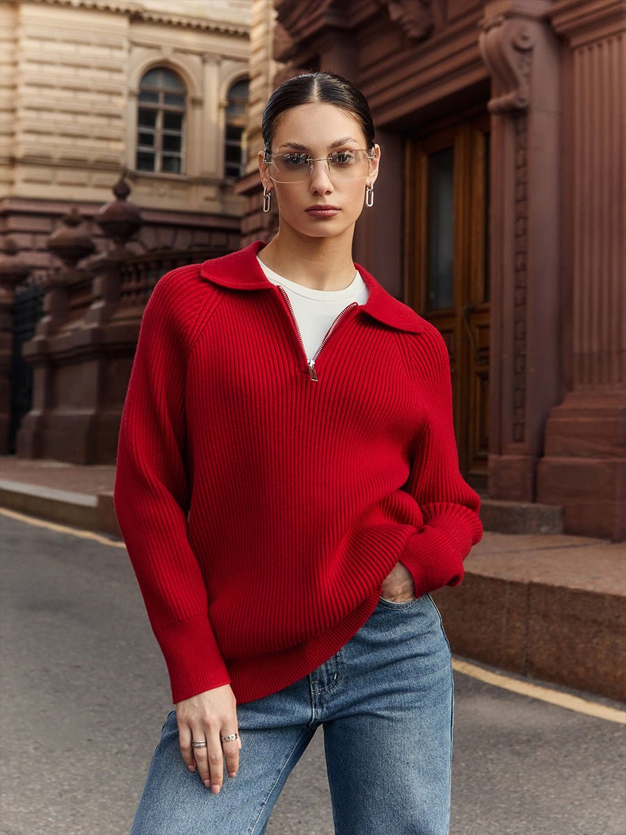 Casual POLO Collar Knit Pullover