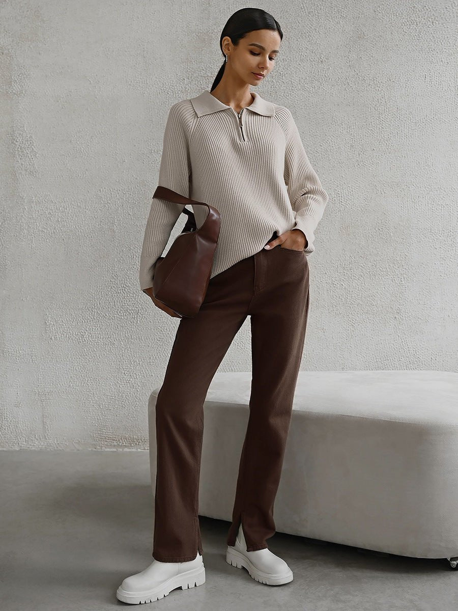 Casual POLO Collar Knit Pullover