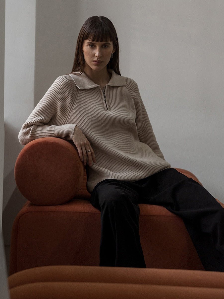 Casual POLO Collar Knit Pullover