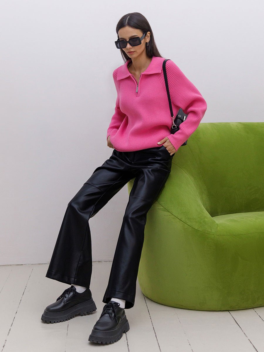 Casual POLO Collar Knit Pullover