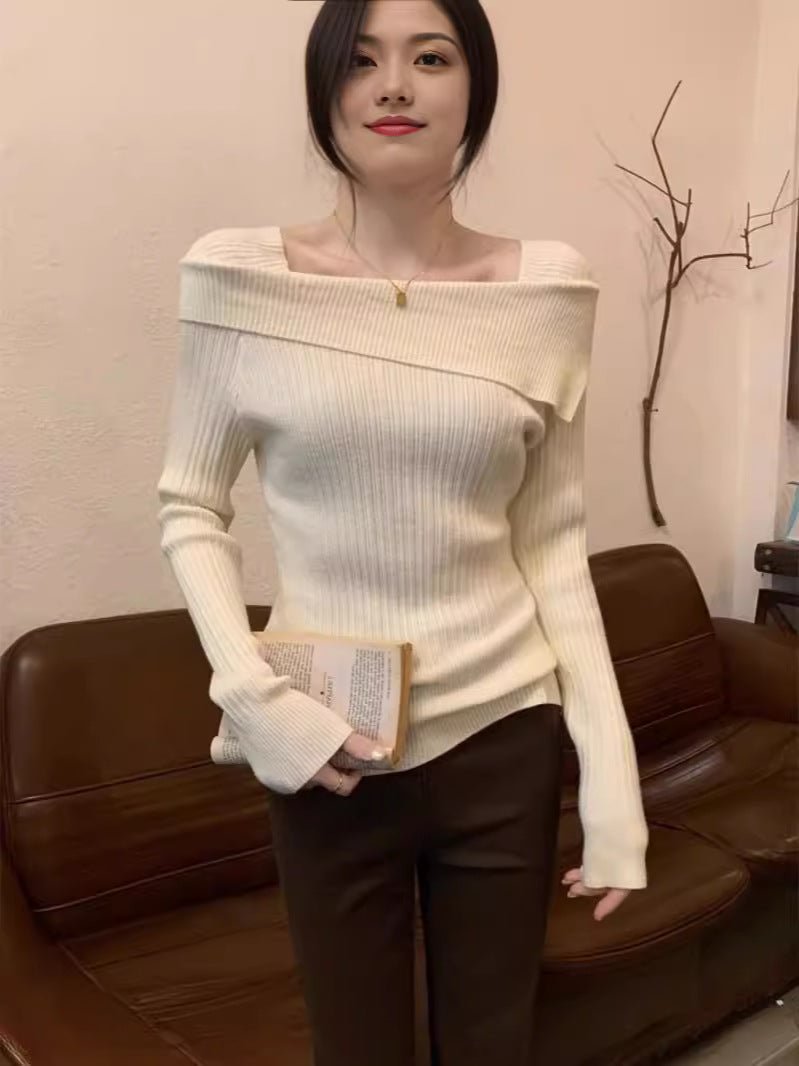 Irregular One-Shoulder Knit Top